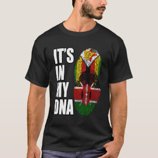 Zimbabwe och Kenyan Mix Heritage Dna Flagga T Shirt