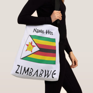 Zimbabwe och Zimbabwe Flagga med ditt namn Crossb Axelväska