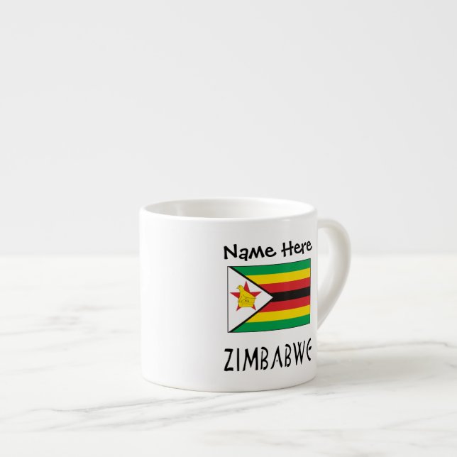 Zimbabwe och Zimbabwe Flagga med ditt namn Espress Espressomugg (Framsida höger)