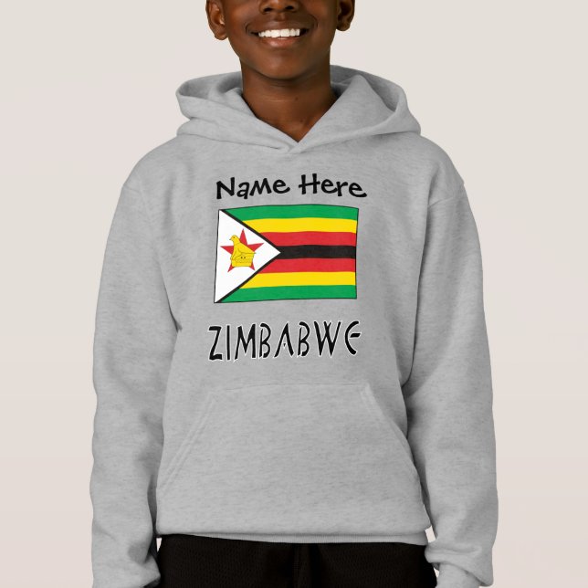 Zimbabwe och Zimbabwe Flagga med Ditt namn Kids T Shirt (Framsida)