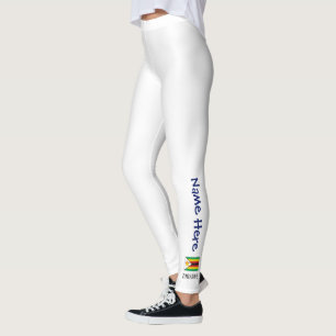 Zimbabwe och Zimbabwe Flagga med Ditt Namn Legging