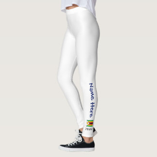 Zimbabwe och Zimbabwe Flagga med Ditt Namn Legging