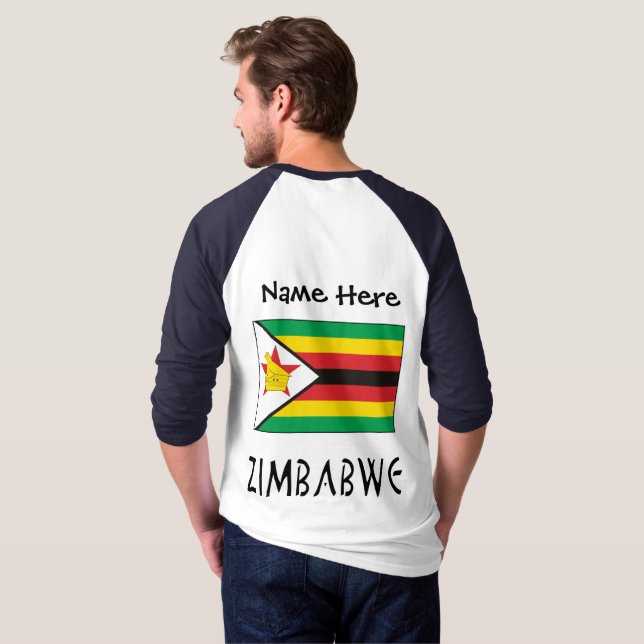 Zimbabwe och Zimbabwe Flagga med ditt namn Manar T Shirt (Hel baksida)