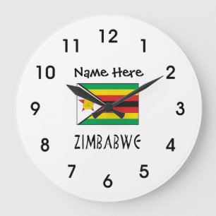Zimbabwe och Zimbabwes flagga med Ditt Namn Stor C Klocka