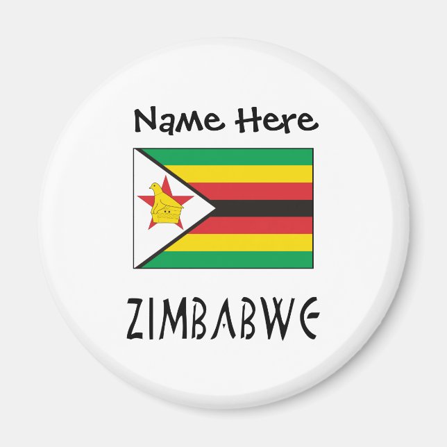 Zimbabwe Personlig Zimbabweflagga  Magnet (Framsidan)