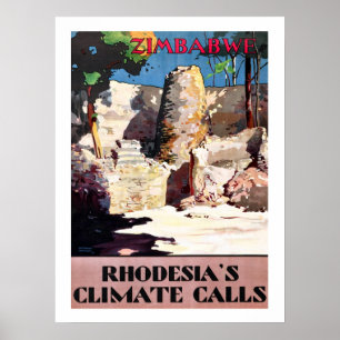 Zimbabwe, Rhodesias klimat rop, vintage,resa Poster