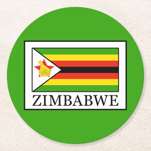 Zimbabwe Underlägg Papper Rund (Framsidan)
