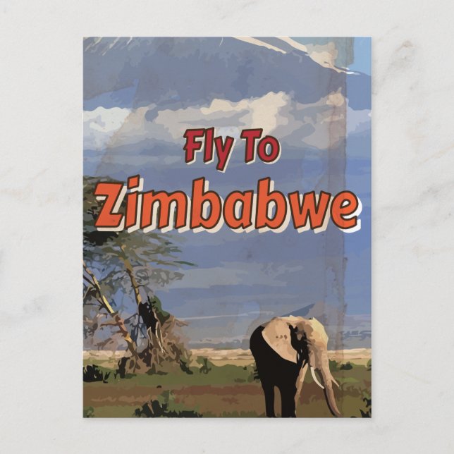 Zimbabwe Vintage semesteraffisch Vykort (Framsida)