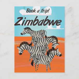 Zimbabwe Zebra vintage resemapposters Vykort