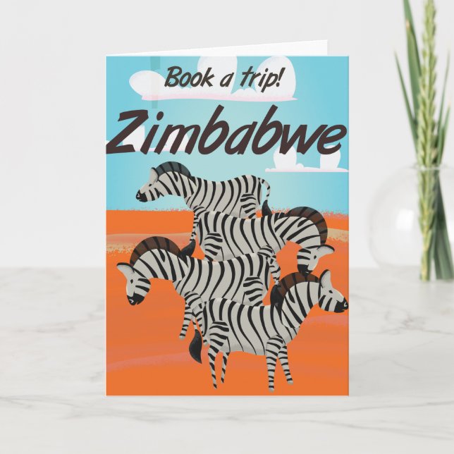 Zimbabwe Zebra vintage resor poster Helgkort (Framsida)