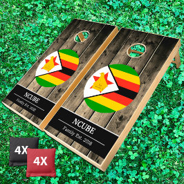 Zimbabwe & Zimbabwe Flagga Rustic Wood/Family roli