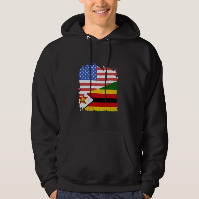 Zimbabwe Zimbabwe Zimbabwe Zimbabwe Roots USA Amer Hoodie (Framsida)