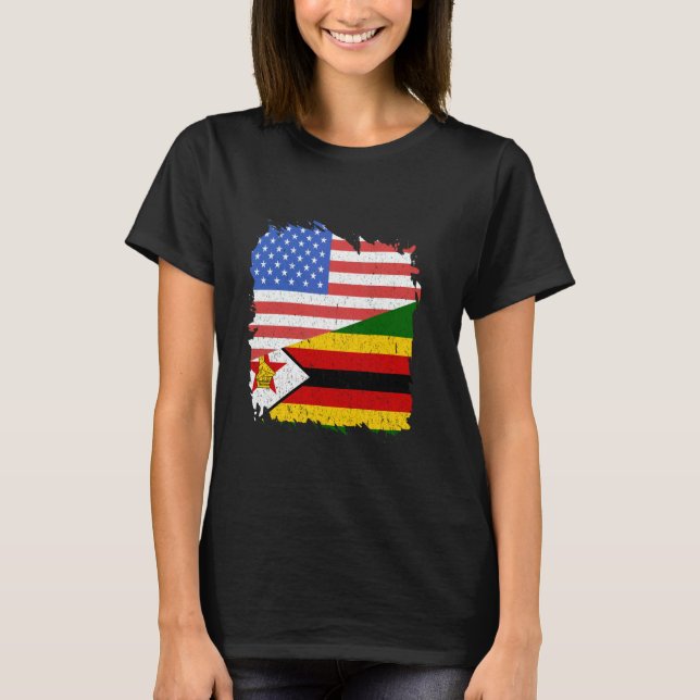 Zimbabwe Zimbabwe Zimbabwe Zimbabwe Roots USA Amer T Shirt (Framsida)