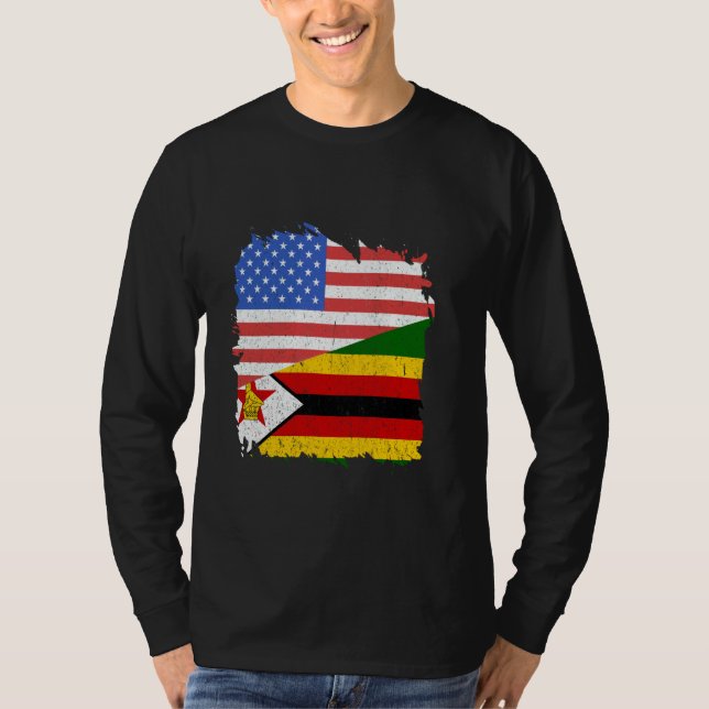 Zimbabwe Zimbabwe Zimbabwe Zimbabwe Roots USA Amer T Shirt (Framsida)