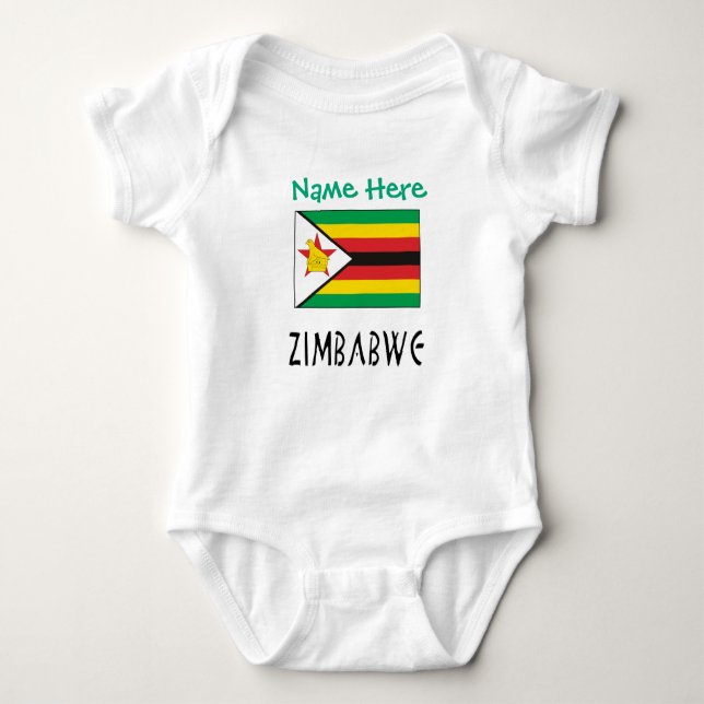 Zimbabwe Zimbabwean Flag Personalized Text T Shirt (Framsida)