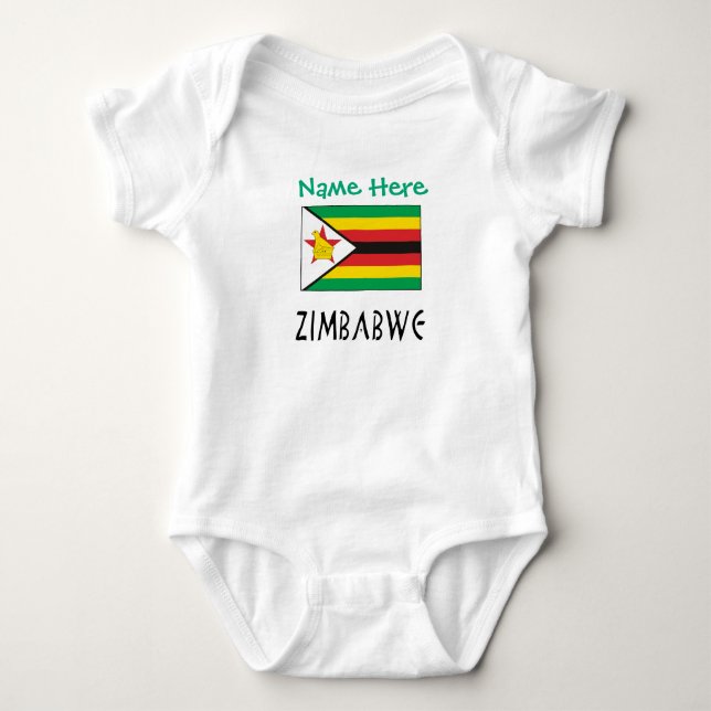 Zimbabwe Zimbabwisk Flag Personlig Text T Shirt (Framsida)
