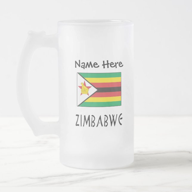 Zimbabwe Zimbabwisk flagga Personlig  Frostat Ölglas (Vänster)