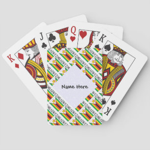 Zimbabwe Zimbabwisk Flagga Rutatan Namn Casinokort