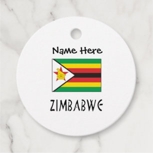 Zimbabwe Zimbabwisk Flagga Svart Personligt Namn Gåvor Etiketter