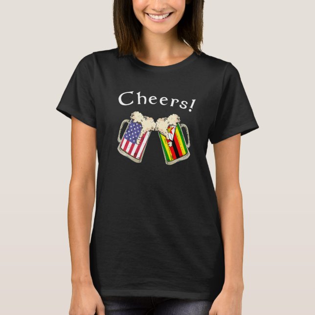 Zimbabwean American Patriot Grown Country Cheers B T Shirt (Framsida)