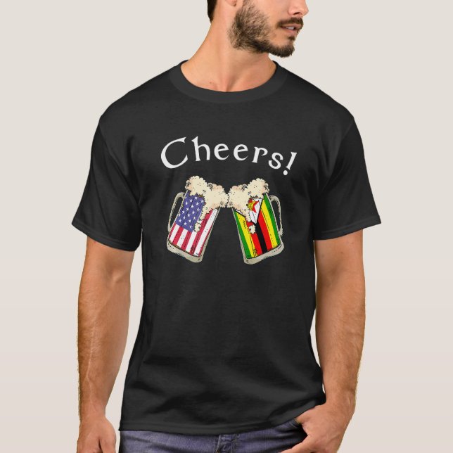 Zimbabwean American Patriot Grown Country Cheers B T Shirt (Framsida)