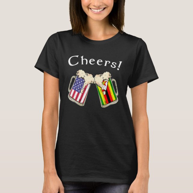 Zimbabwean American Patriot Grown Country Cheers B T Shirt (Framsida)