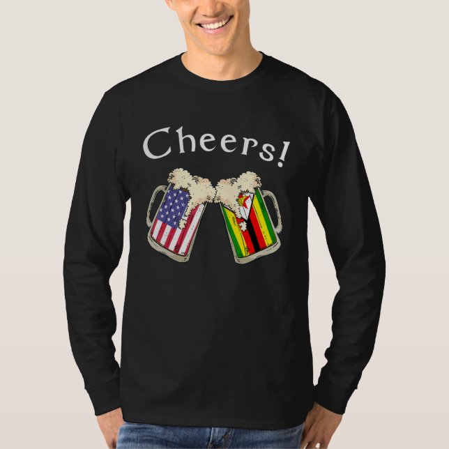 Zimbabwean American Patriot Grown Country Cheers B T Shirt (Framsida)
