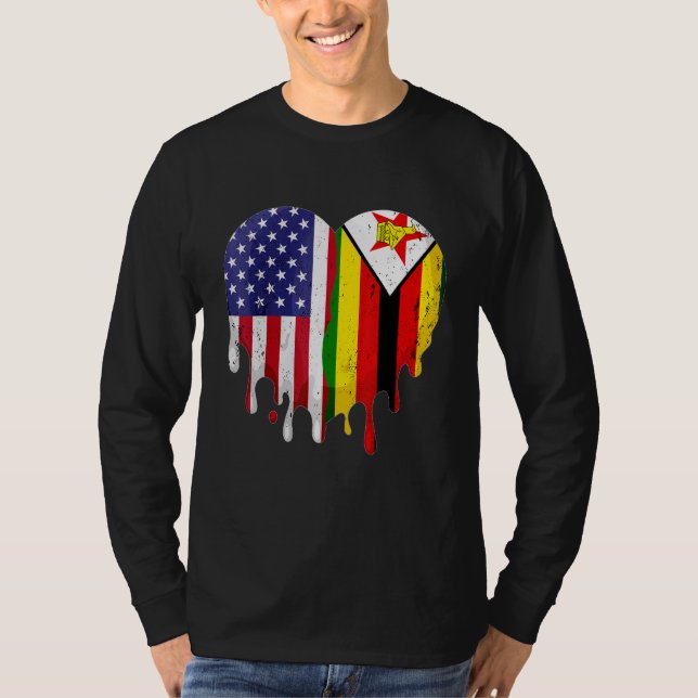 Zimbabwean American Patriot Grown Country Melting  T Shirt (Framsida)