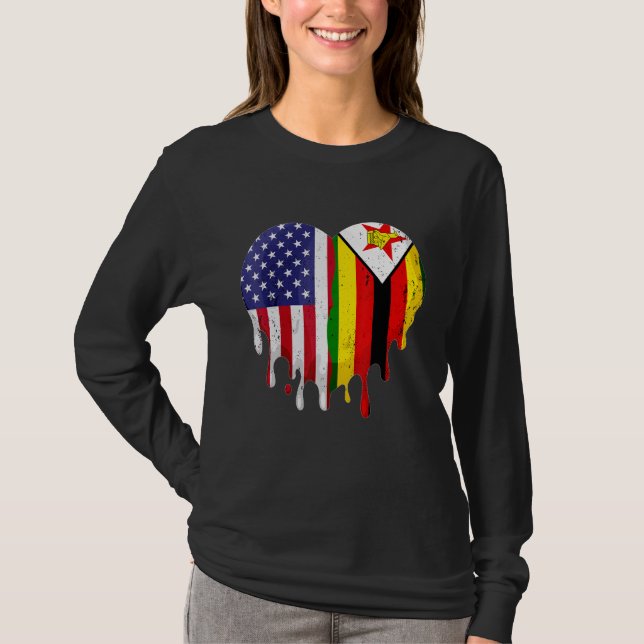Zimbabwean American Patriot Grown Country Melting  T Shirt (Framsida)