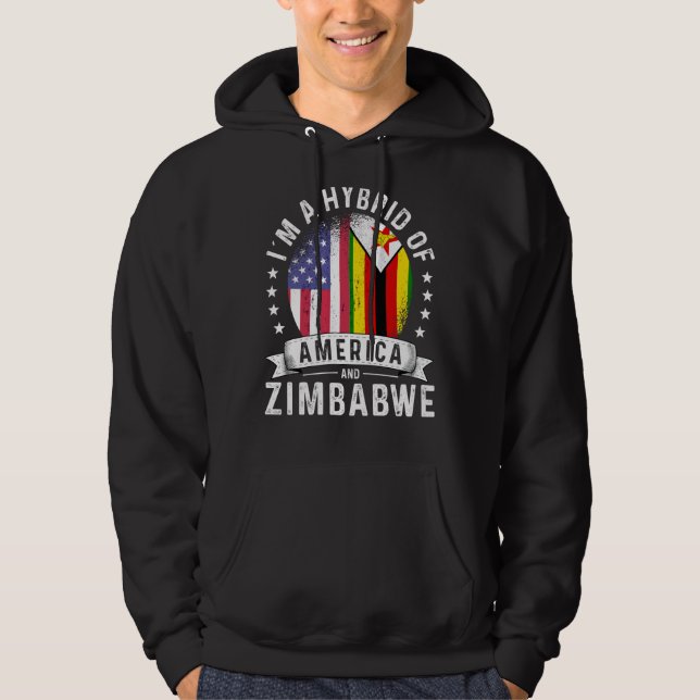 Zimbabwean American Patriot Grown Flag Humor Hoodie (Framsida)