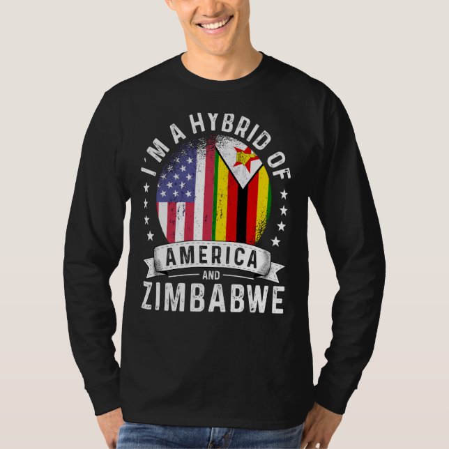 Zimbabwean American Patriot Grown Flag Humor T Shirt (Framsida)