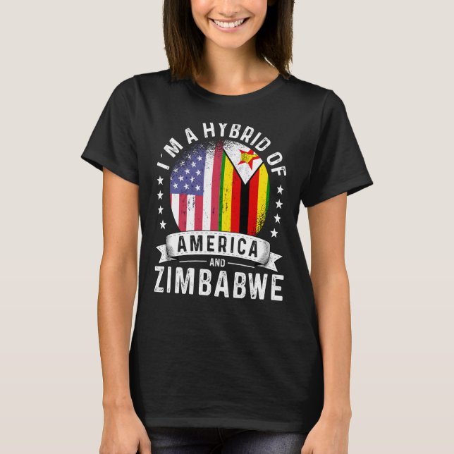 Zimbabwean American Patriot Grown Flag Humor T Shirt (Framsida)