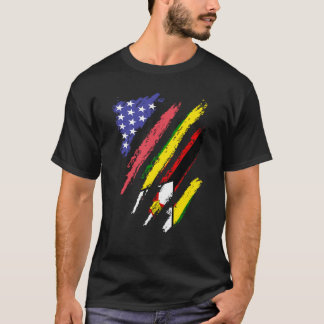 Zimbabwean American Patriot Grown Heart Flag Strip T Shirt