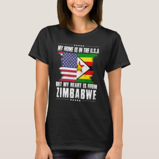 Zimbabwean American Patriot Grown Proud Home Heart T Shirt