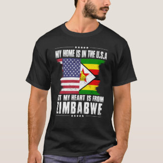 Zimbabwean American Patriot Grown Proud Home Heart T Shirt