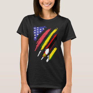 Zimbabwes amerikanska patriot Grown Heart Flagga S T Shirt