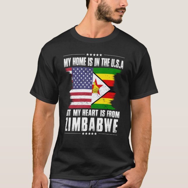 Zimbabwes amerikanska patriot Grown Proud Home Hea T Shirt (Framsida)