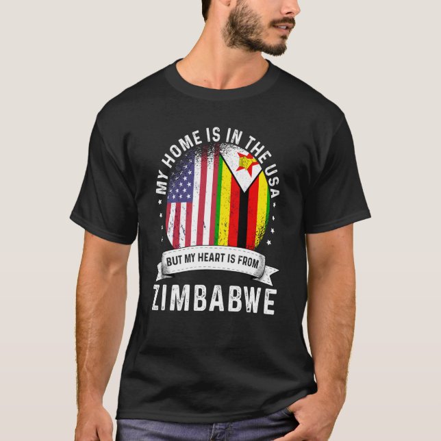 Zimbabwes amerikanska patriot Grown Proud Home USA T Shirt (Framsida)