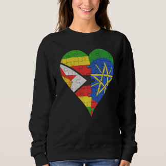 Zimbabwes etiopiska Flagga Heart T Shirt