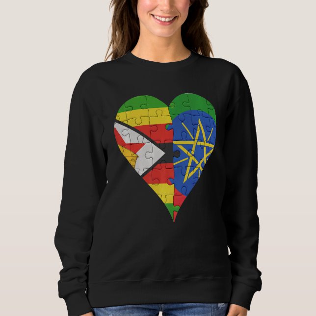 Zimbabwes etiopiska Flagga Heart T Shirt (Framsida)