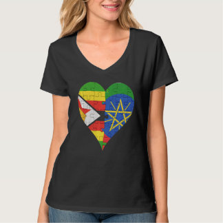 Zimbabwes etiopiska Flagga Heart T Shirt
