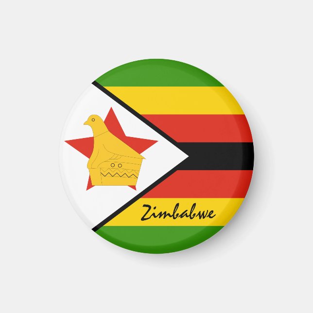 Zimbabwes flagga och Afrika - resor/sportfantaster Magnet (Framsidan)