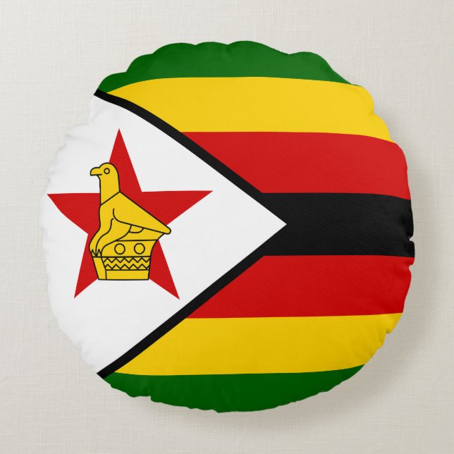 Zimbabwes flagga rund kudde (Framsidan)