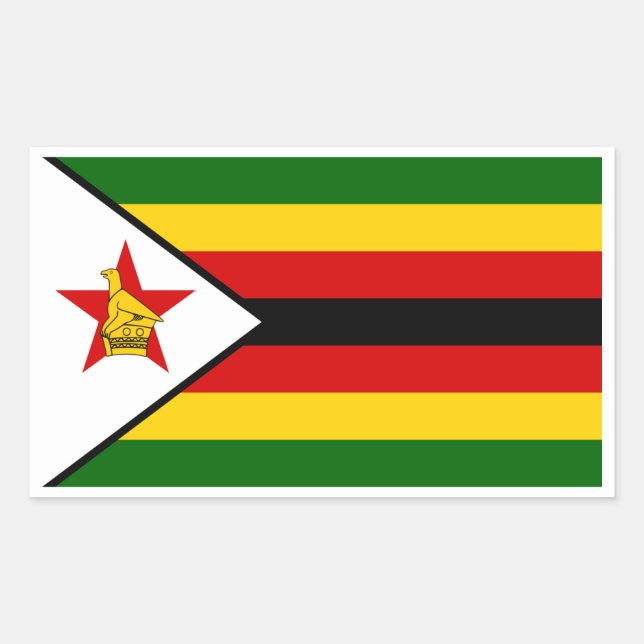 Zimbabwes Flagga, Zimbabwes Flagga Rektangulärt Klistermärke (Framsida)
