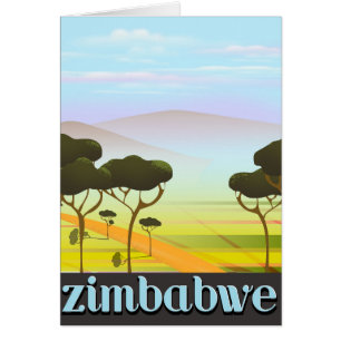 Zimbabwes landskapsreseaffisch hälsningskort
