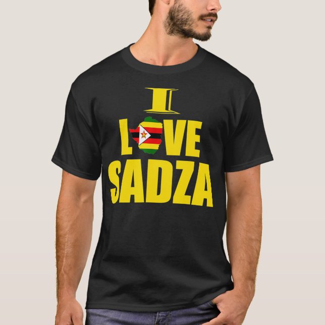 Zimbabwes Mat I Kärlek Sadza Zimbabwe Karta Flagga T Shirt (Framsida)