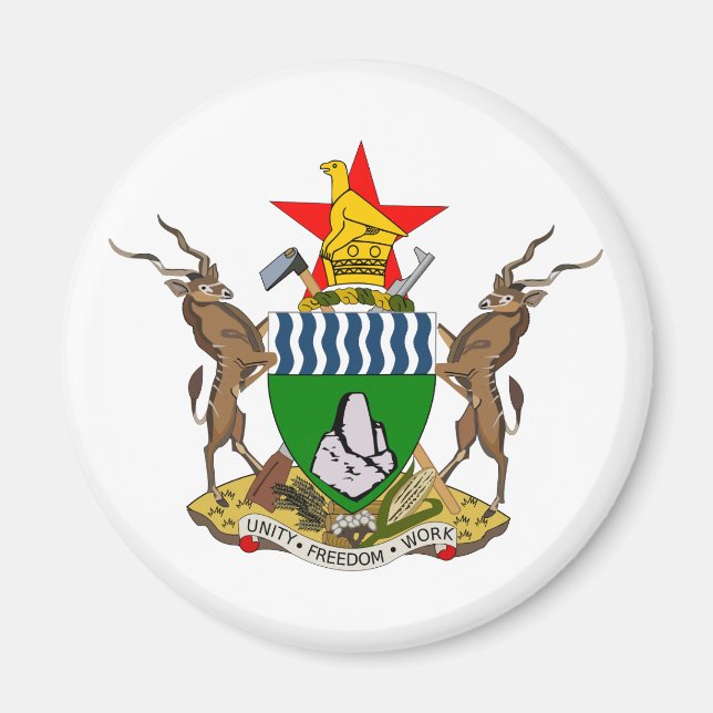 Zimbabwes Officiell Jackar Arm Heraldry Symbol Magnet (Framsidan)