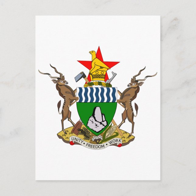 Zimbabwes Officiell Jackar Arm Heraldry Symbol Vykort (Framsida)