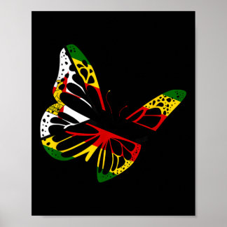 Zimbabwes rötter Butterfly Zimbabwe Flagga Zimbabw Poster
