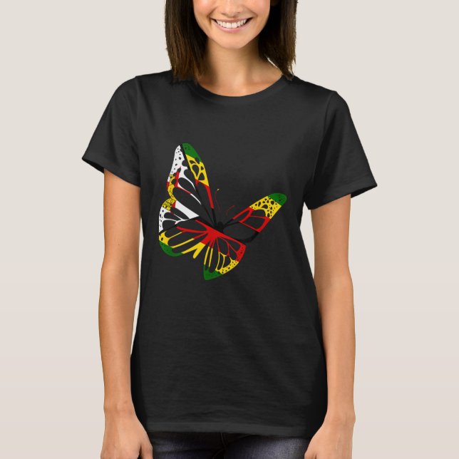 Zimbabwes rötter Butterfly Zimbabwe Flagga Zimbabw T Shirt (Framsida)
